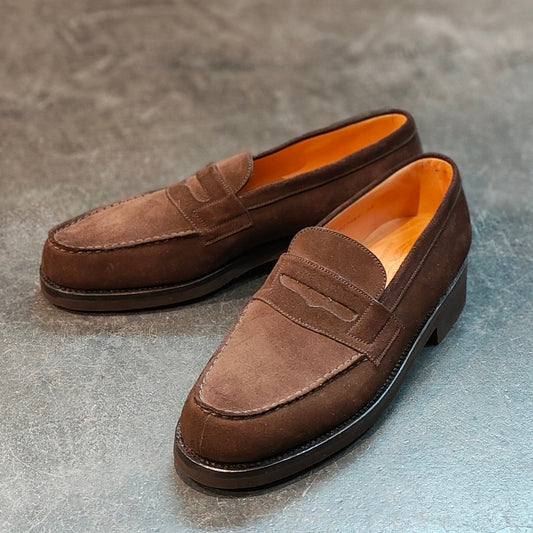 新品未使用 【J.M.WESTON】ジェイエムウエストン 旧旧ロゴ 180 シグネチャーローファー スエード ブラウン 5.5B 定価¥151,800-