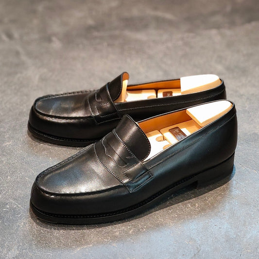 使用数回 【J.M.WESTON】ジェイエムウエストン 180 シグニチャーローファー ボックスカーフ ブラック サイズ UK6C 41ラスト 参考定価¥156,200-