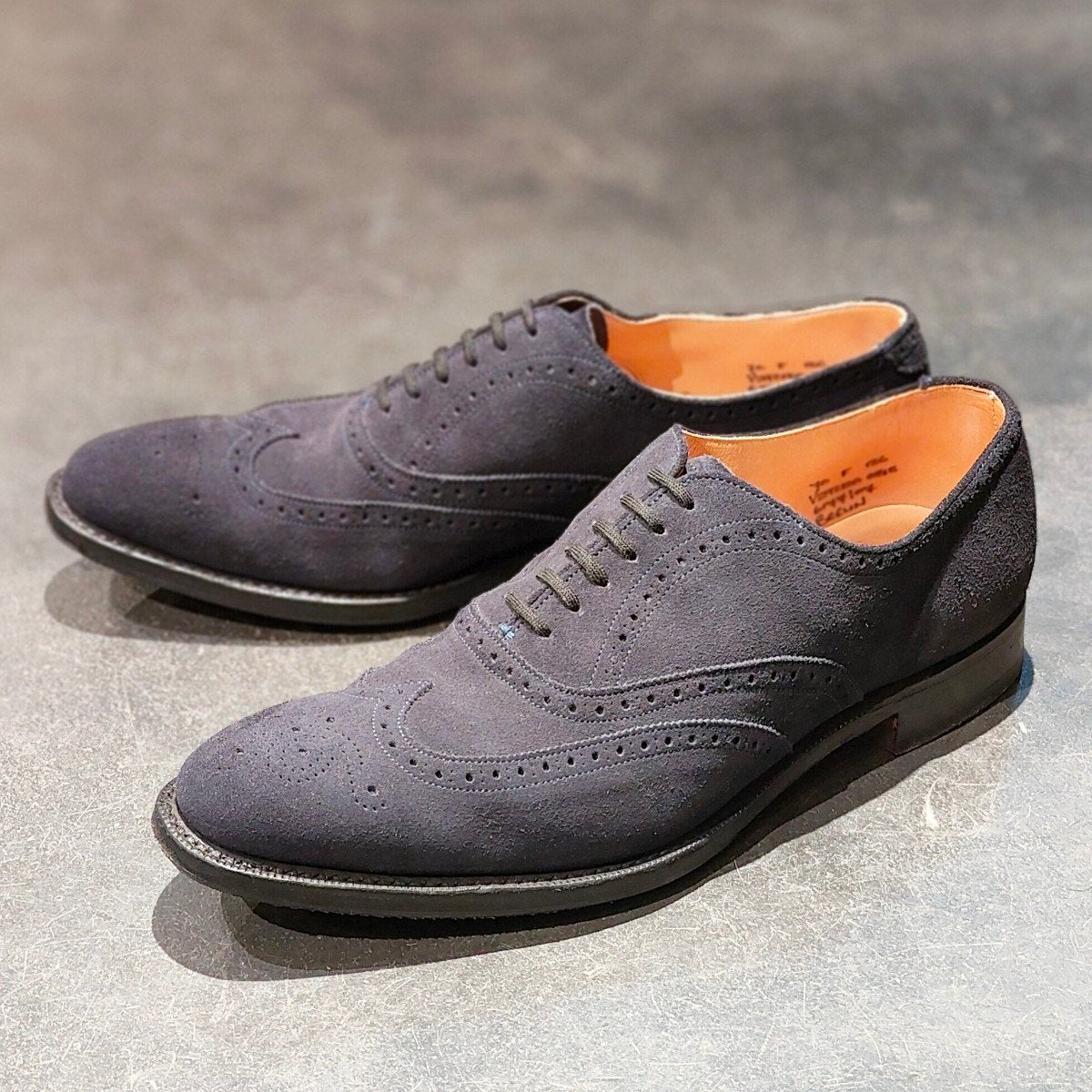 【Church's】チャーチ 5都市 ベルリン ウイングチップ スエード ネイビー サイズUK70F 136ラスト 参考定価¥170,500-