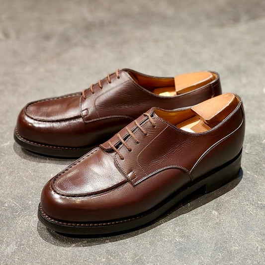 使用数回 【J.M.WESTON】ジェイエムウエストン 641 ゴルフ Uチップ ソフトカーフ ダークブラウン サイズUK7.5D 31ラスト 参考定価¥176,000-