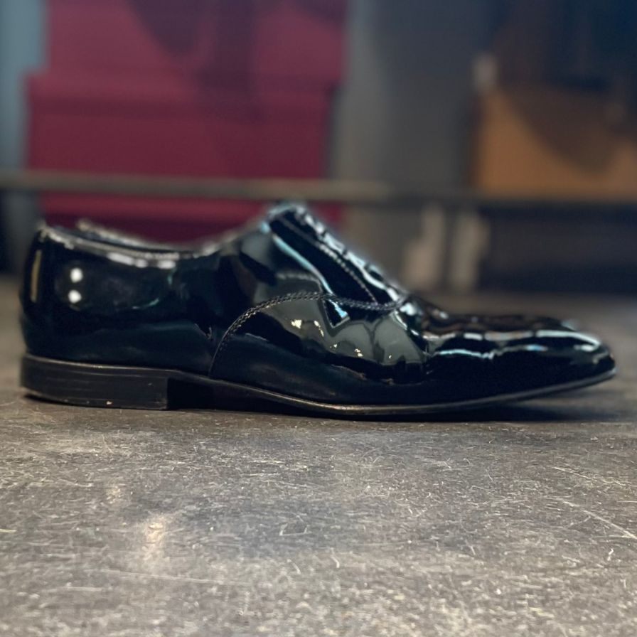 【CROCKETT&JONES】クロケット&ジョーンズ チャーム プレーントゥ パテントレザー ブラック サイズ UK8E 341ラスト