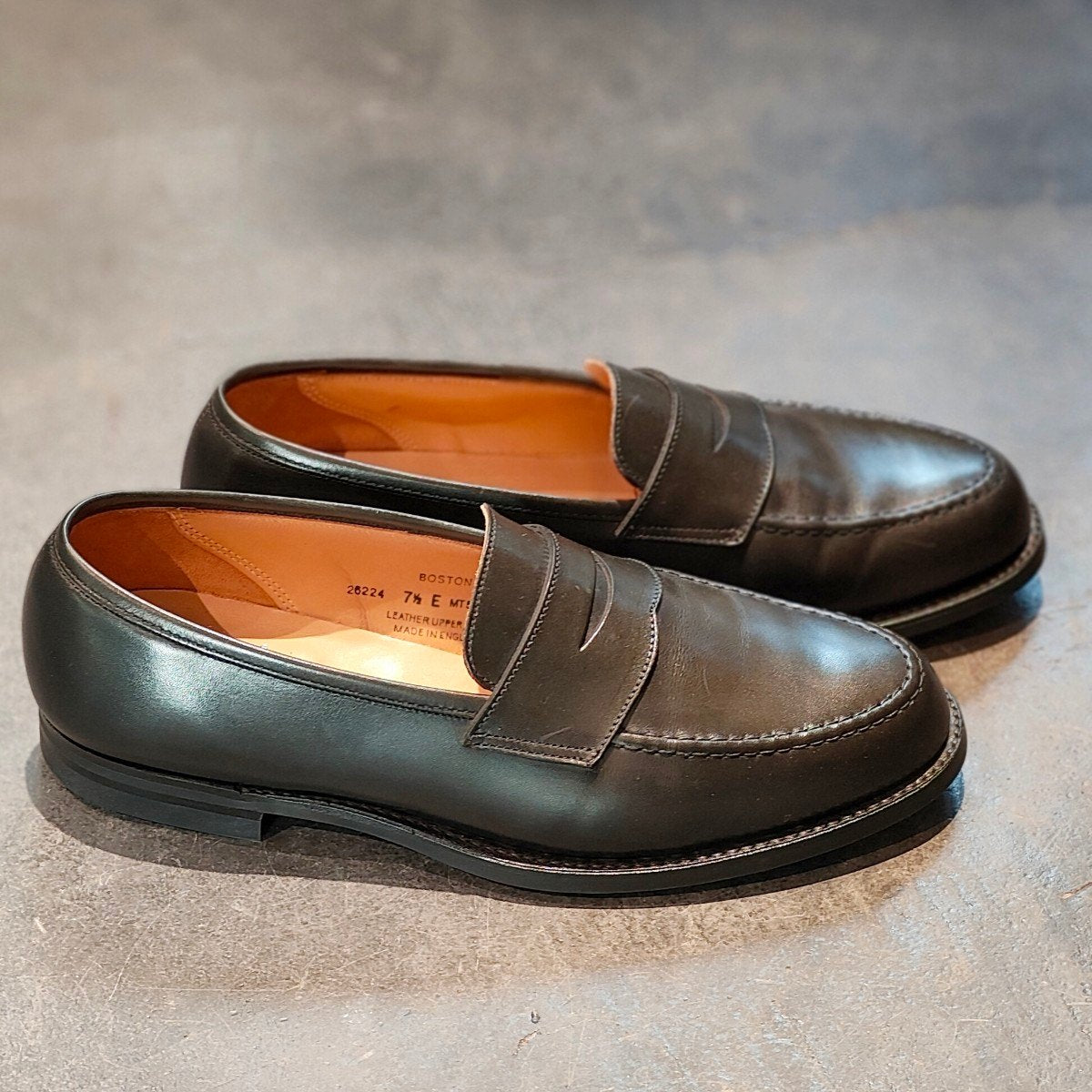 試着程度 【Crockett&Jones】クロケット&ジョーンズ ボストン2 ローファー ウォータープルーフカーフ ダークグリーン サイズUK7.5 376ラスト