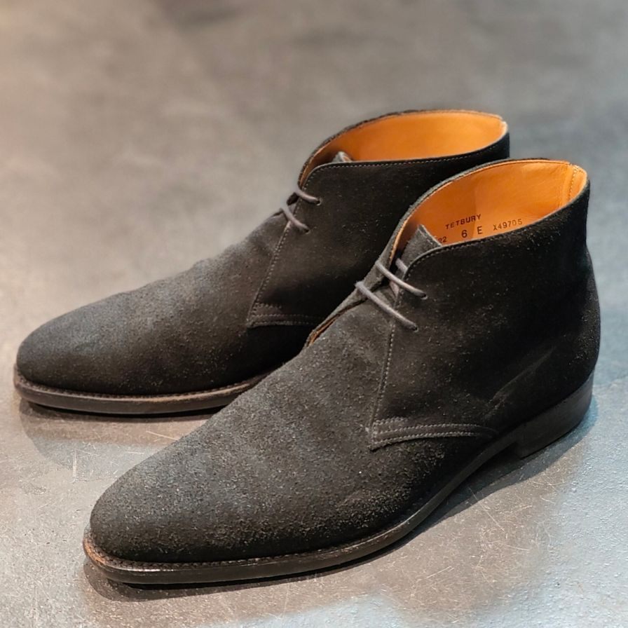 【CROCKETT＆JONES】クロケット＆ジョーンズ TETBURY チャッカブーツ スエード ブラック UK6E