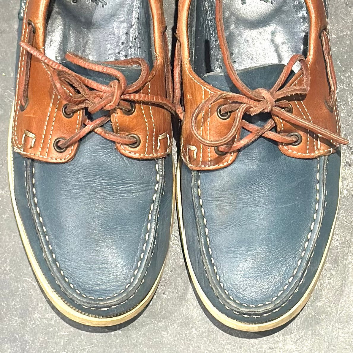 【PARABOOT】パラブーツ 1211 レザーデッキシューズ バース カーフ ブルーブラウンコンビ メンズ UK8