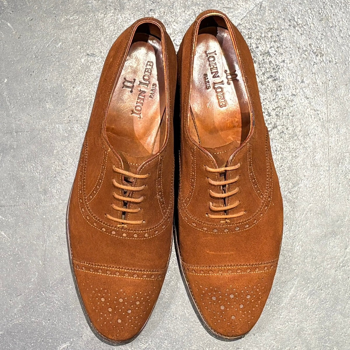 【JOHN LOBB】ジョンロブ スエードシューズ セイモア パンチドキャップトゥ スエード ブラウン サイズUK6.5E 236ラスト