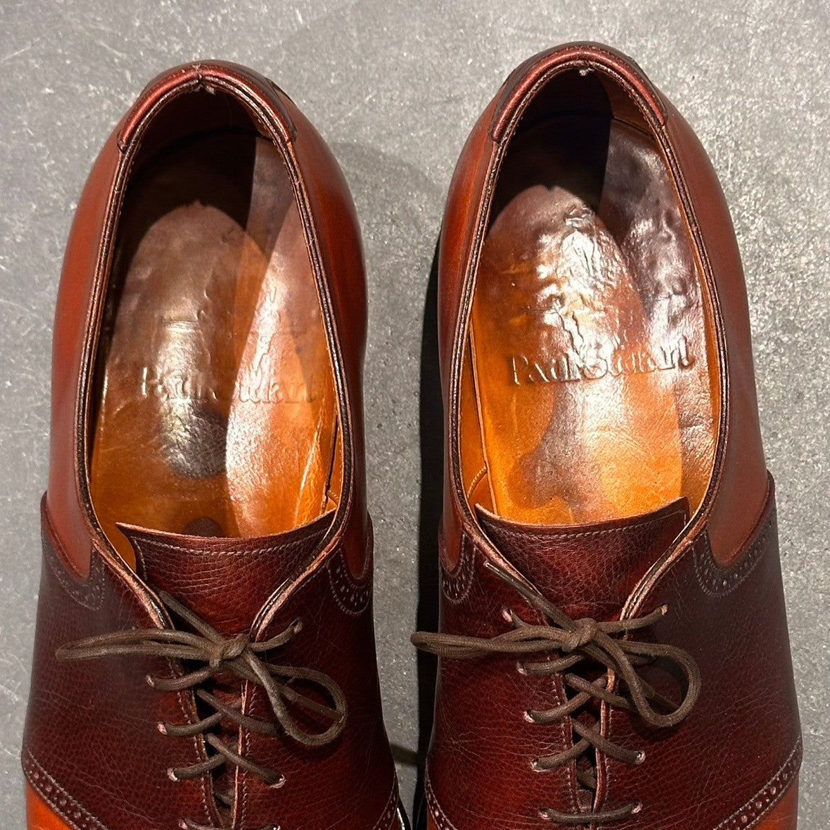 【Paul Stuart】ポールスチュアート  エドワードグリーン製 コンビ シボレザー×カーフ ブラウン サイズ9.5