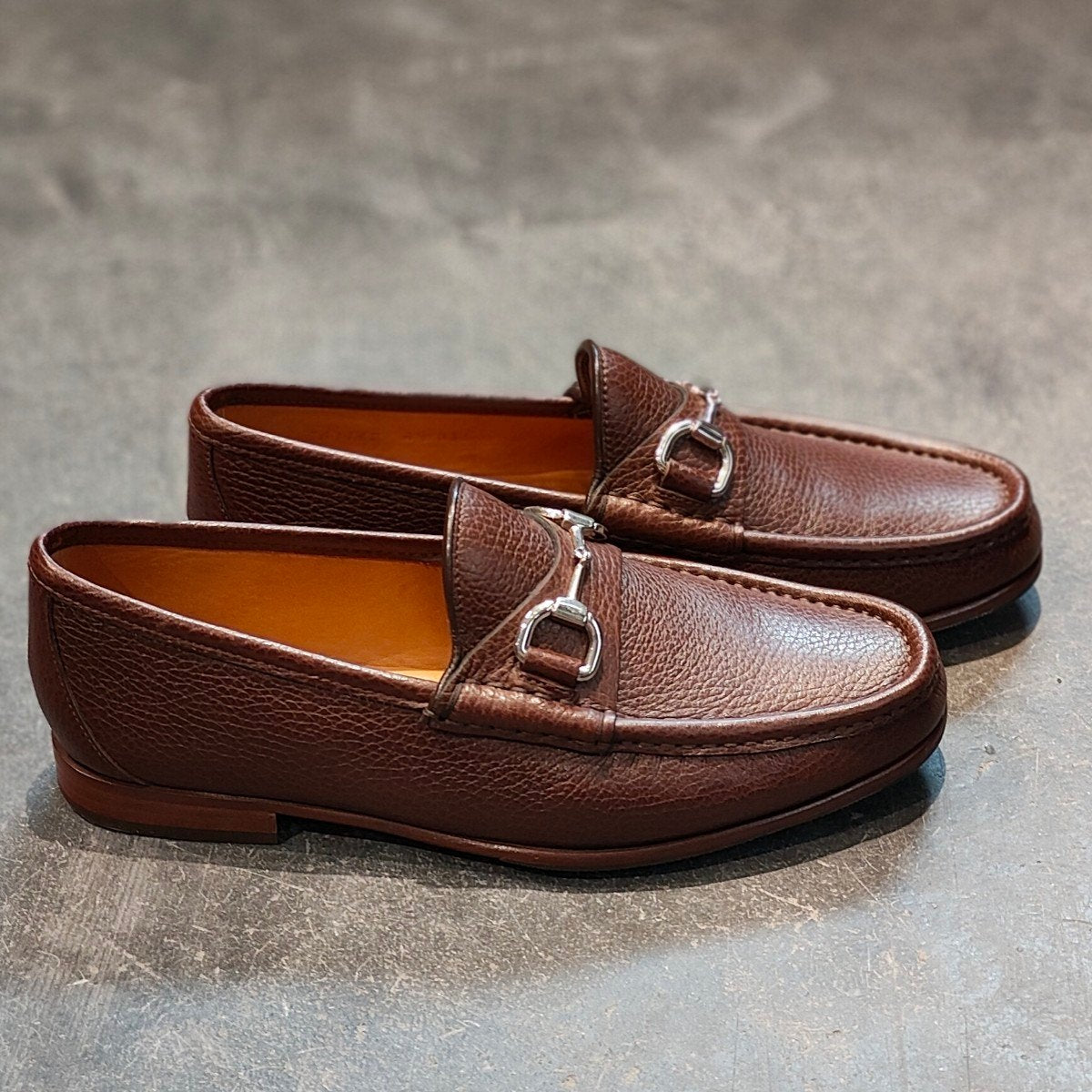 使用数回【GUCCI】グッチ 367762 ホースビットローファー グレインレザー ブラウン サイズUK4.5