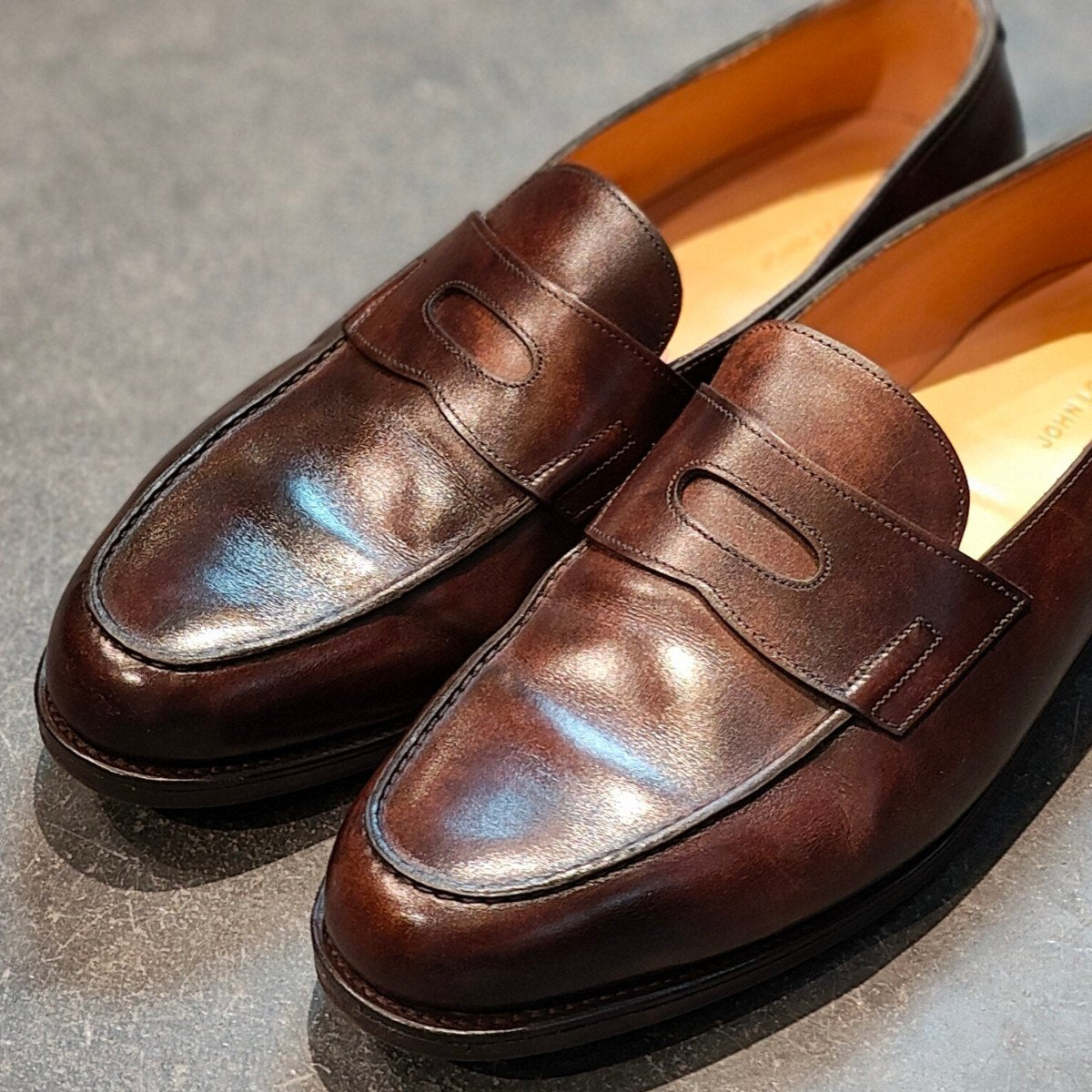 使用数回 【JOHN LOBB】ジョンロブ ロペス ローファー ミュージアムカーフ ダークブラウン サイズ UK9E 4395ラスト 参考定価¥269,500-