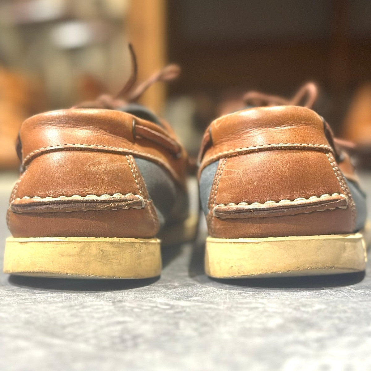 【PARABOOT】パラブーツ 1211 レザーデッキシューズ バース カーフ ブルーブラウンコンビ メンズ UK8