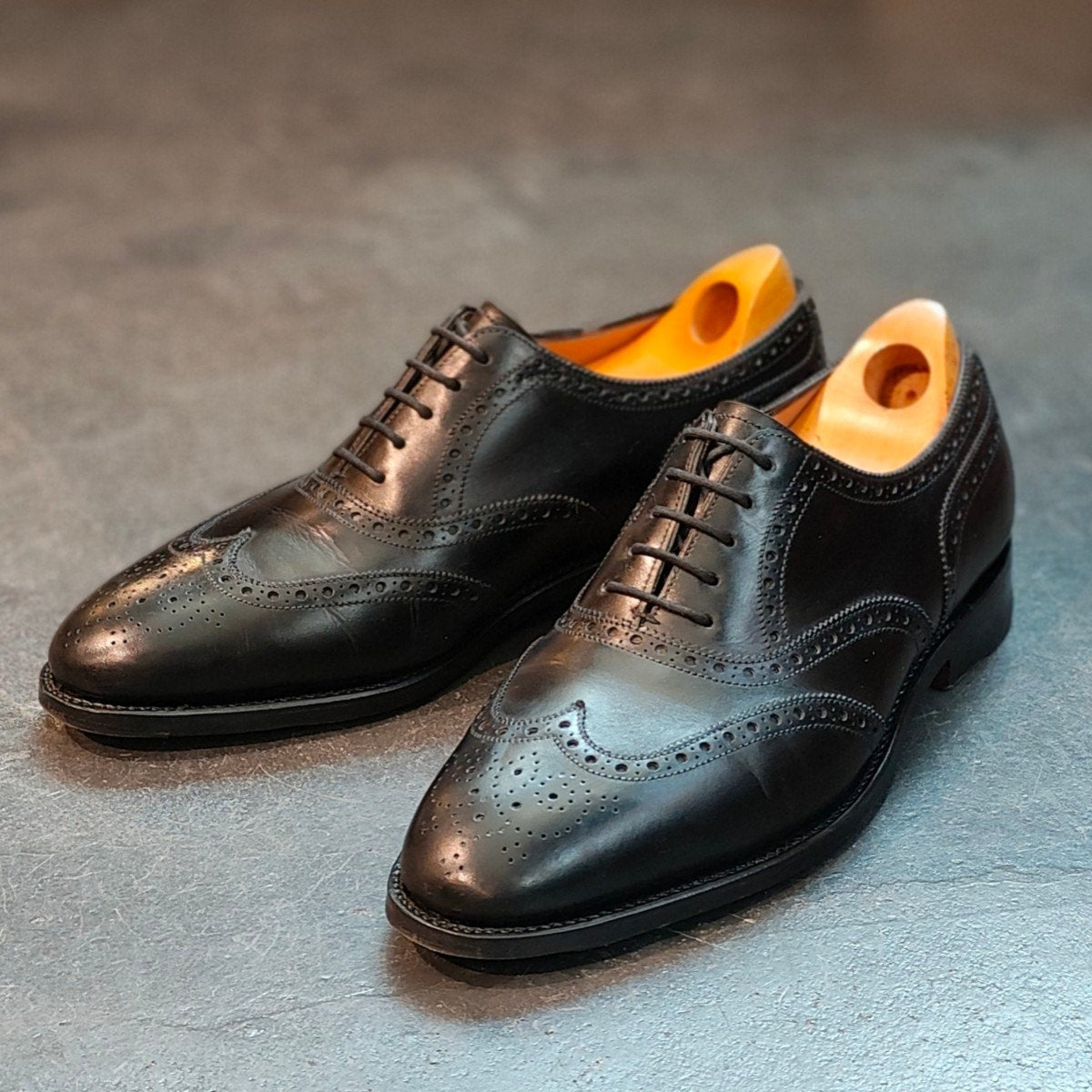 希少 【JOHN LOBB】ジョンロブ マーシャル 内羽根 フルブローグ カーフ ブラック サイズ 5.5E 8695ラスト