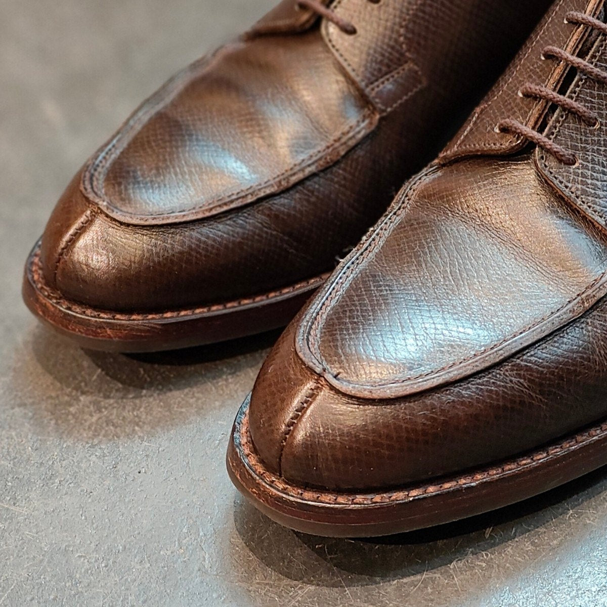美品 【CROCKETT&JONES】クロケット&ジョーンズ アストン Uチップ グレインレザー ブラウン サイズ UK8E 375ラスト 定価¥137,500-
