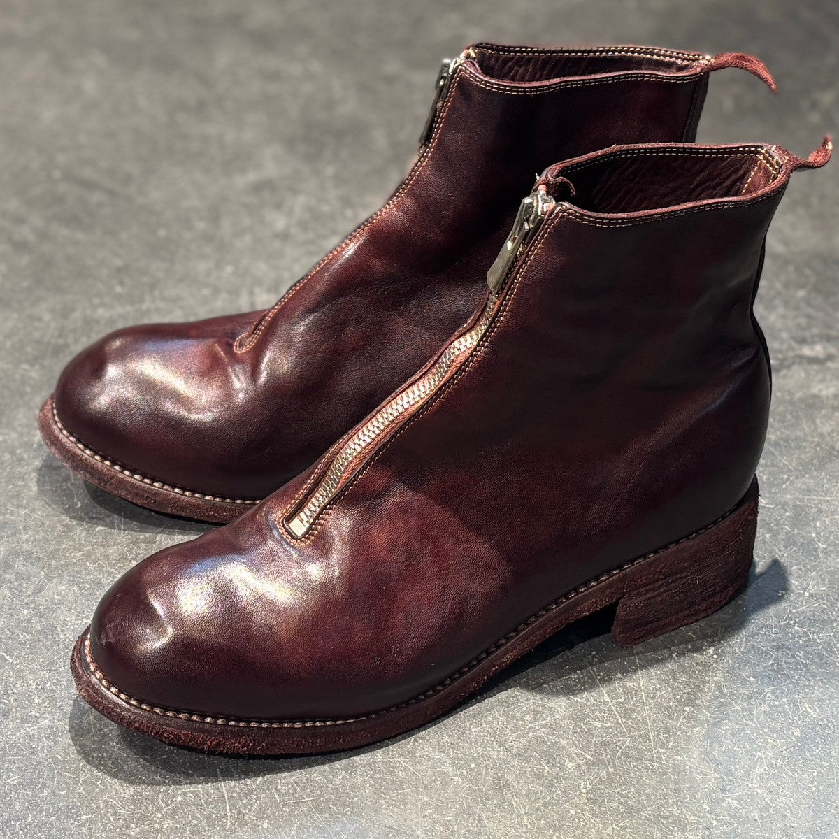 【GUIDI】グイディ レザーブーツ PL1 フロントジップブーツ ブーツ ホースレザー ブラウン サイズ 41