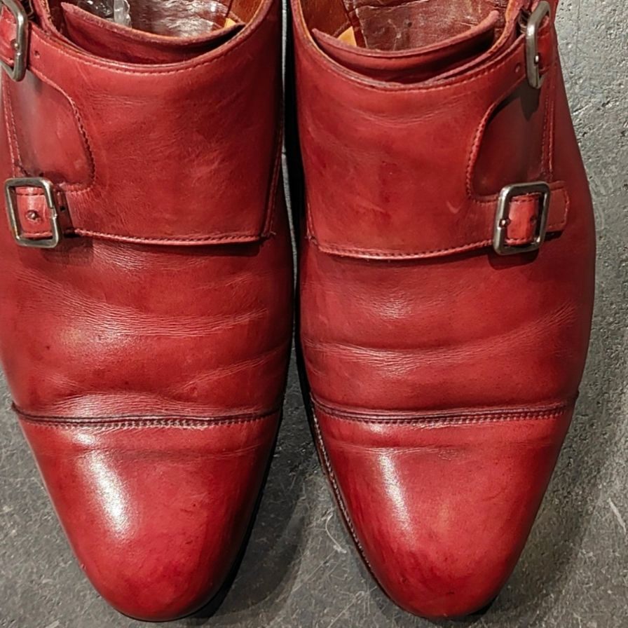【CROCKETT&JONES】クロケット&ジョーンズ レプトン ダブルモンクストラップ バーガンディ カーフ サイズUK8E 337ラスト 参考定価¥159,500-