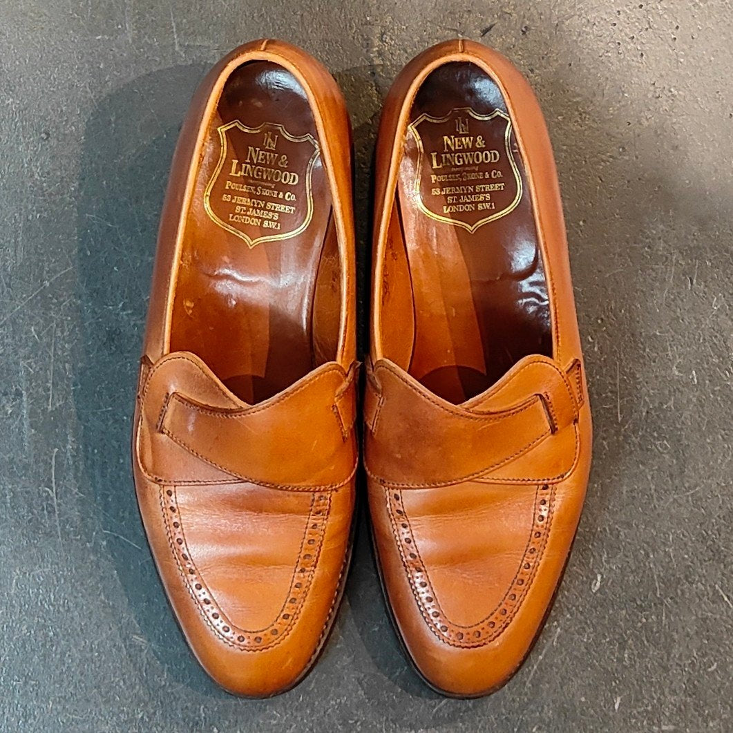 【CROCKETT&JONES】クロケット&ジョーンズ ニュー&リングウッド別注 バタフライローファー カーフ ブラウン サイズ UK6EE 302ラスト