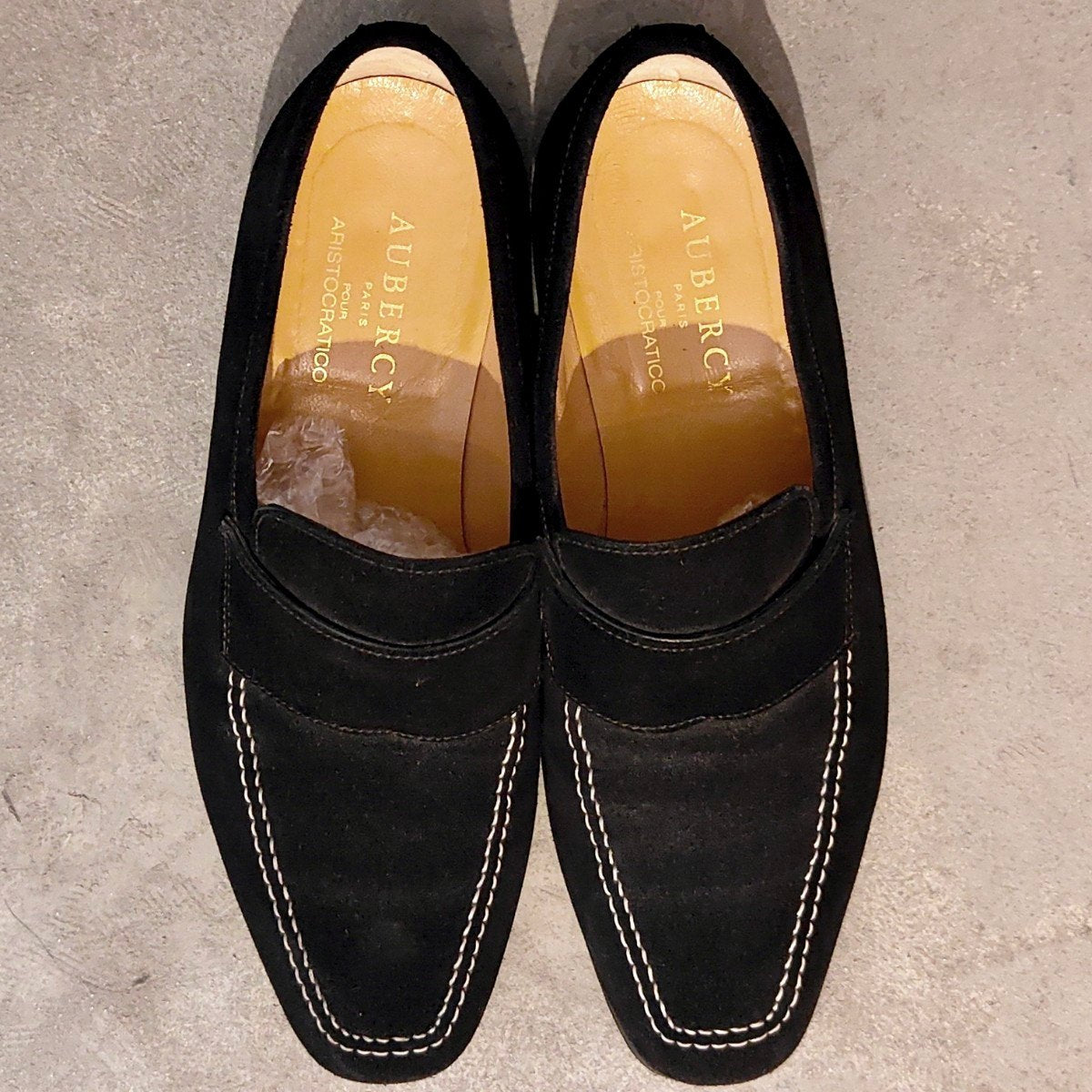美品【AUBERCY】オーベルシー ローファー スエード ブラック サイズUK6.5