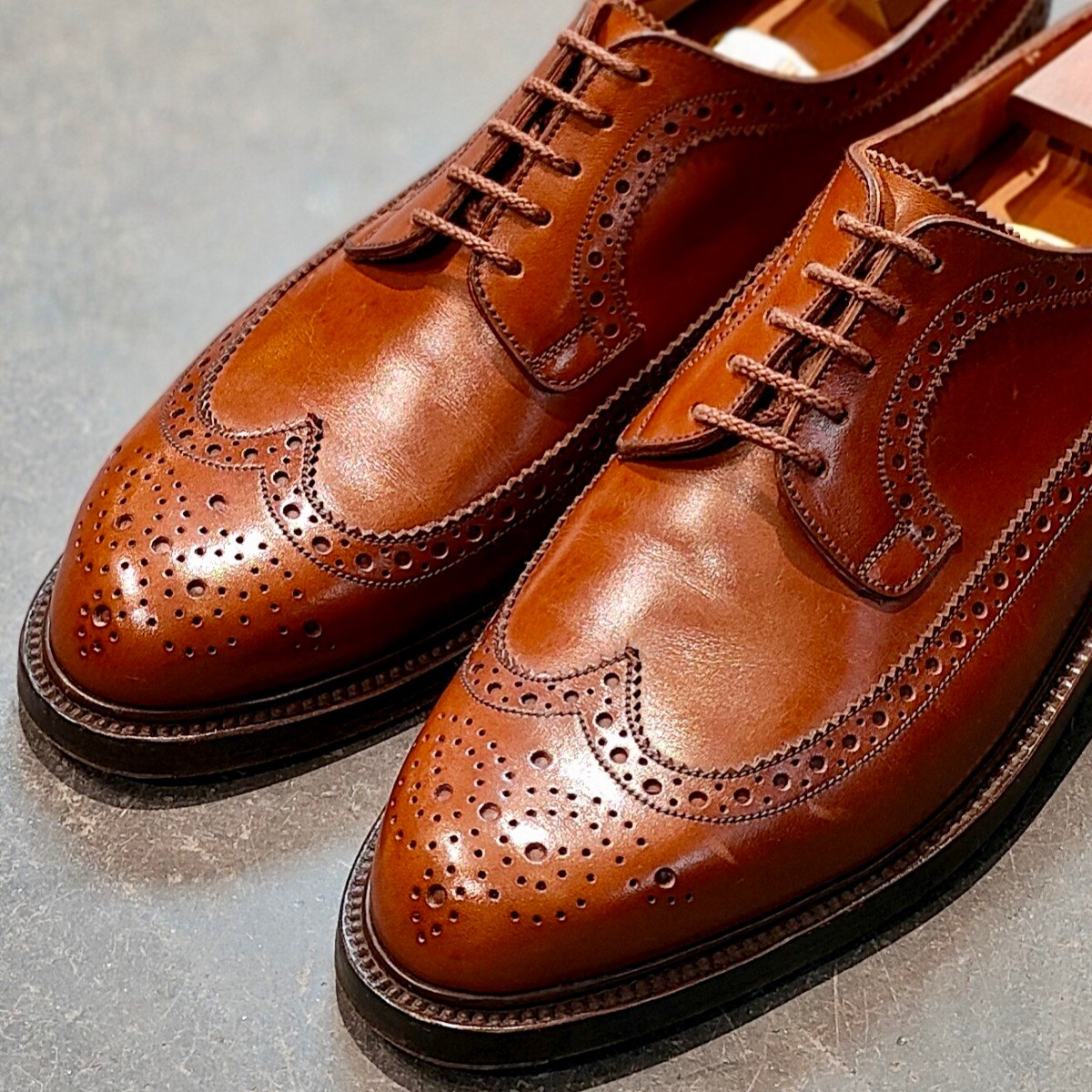 希少 美品 【J.M.WESTON】ジェイエムウエストン 576 ロングウイングチップ 旧旧ロゴ カーフ タンブラウン サイズ UK6.5C 22ラスト
