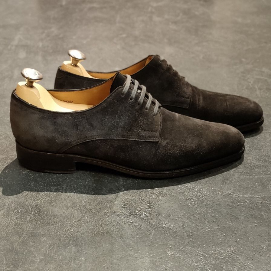 【JOHN LOBB】ジョンロブ 5アイレット ダービー スエード グレー サイズ UK7E 7000ラスト Jスタンプ有