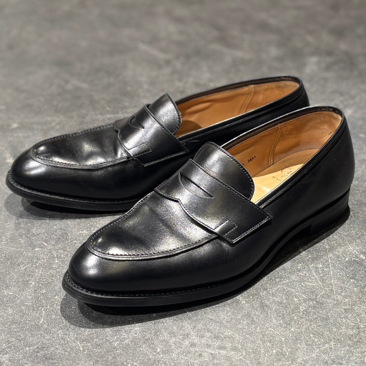 【CROCKETT&JONES】クロケット&ジョーンズ コインローファー 6414 カーフ ブラック サイズ UK9E