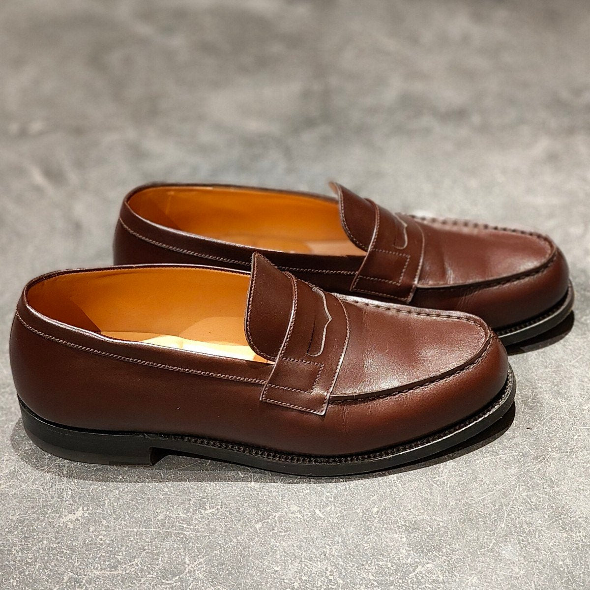 使用数回 【J.M.WESTON】ジェイエムウエストン 180 シグニチャーローファー ボックスカーフ チョコレート サイズ UK6.5D 41ラスト 参考定価¥156,200-