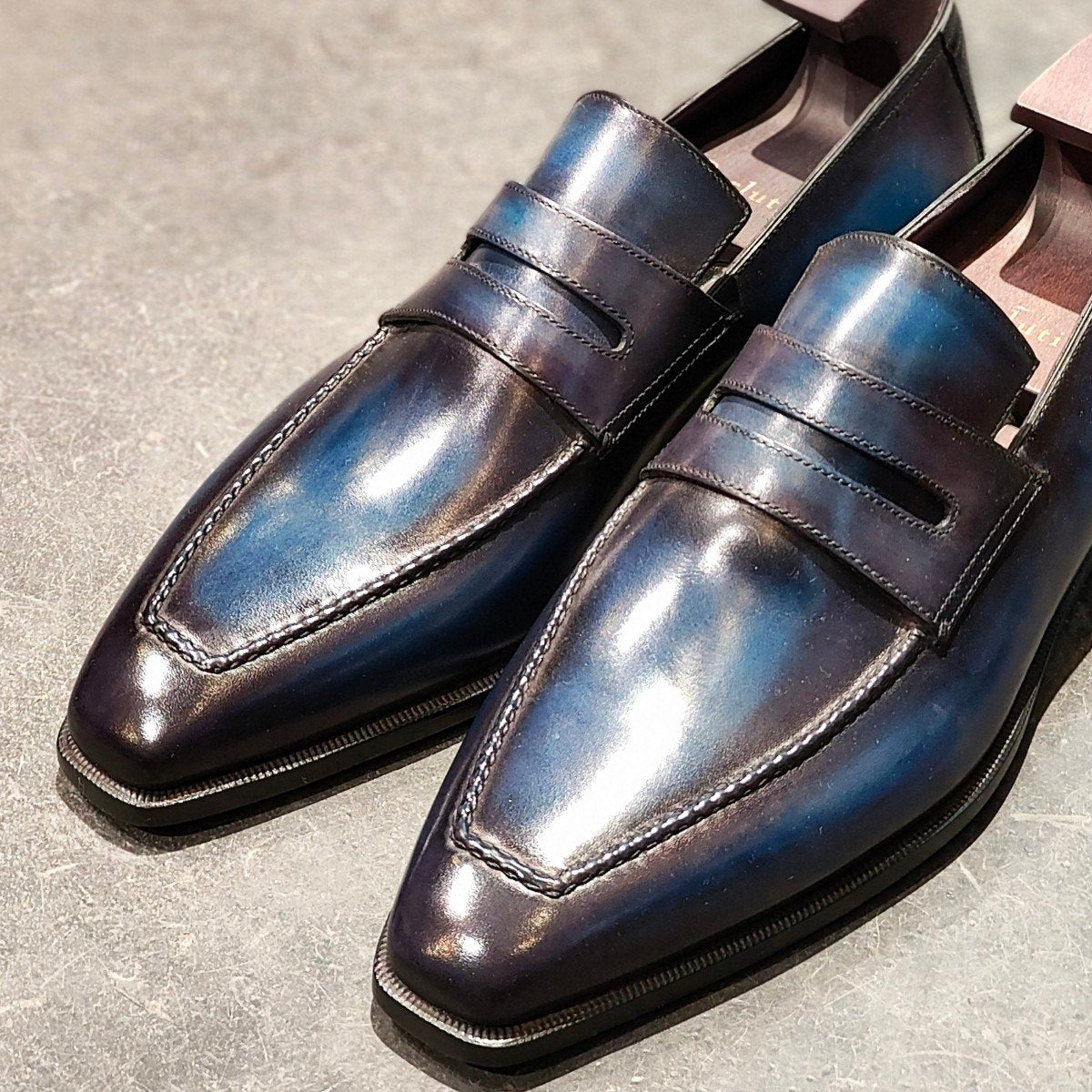 新品未使用 【BERLUTI】ベルルッティ アンディ ローファー カーフ パティーヌ ブルー サイズ UK9