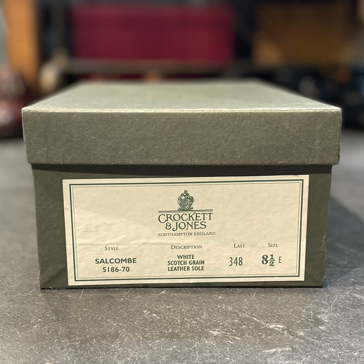 試着程度【CROCKETT&JONES】クロケット&ジョーンズ サルクーム ローファー グレインレザー ホワイト サイズ 8.5E 348ラスト
