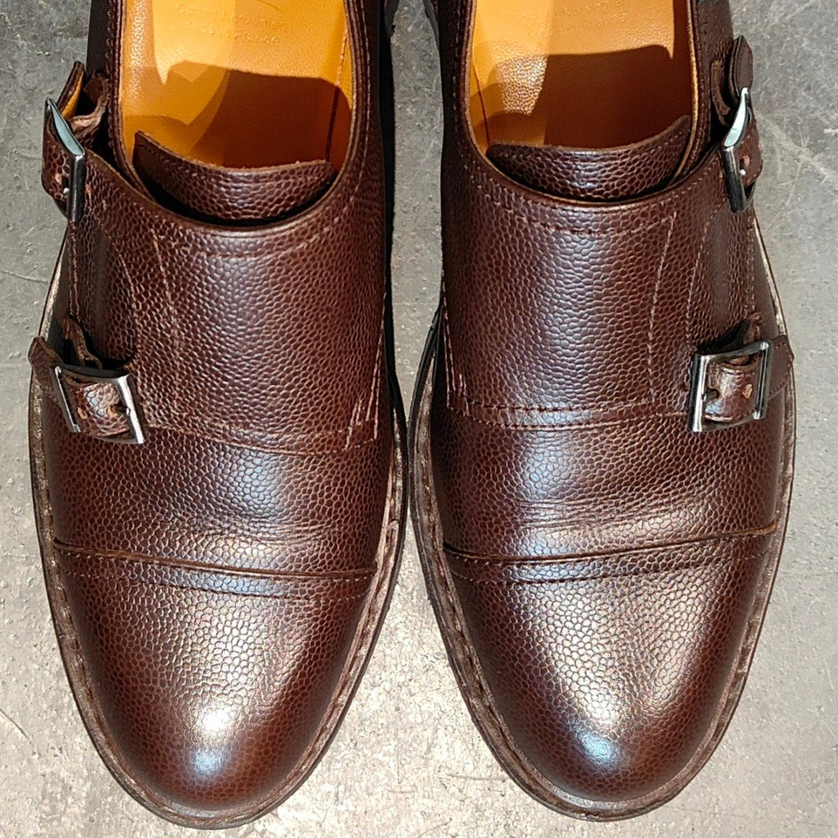 使用数回【Paraboot】パラブーツ POE ポー ダブルモンク グレインレザー ブラウン サイズ UK6 参考定価¥96,800-