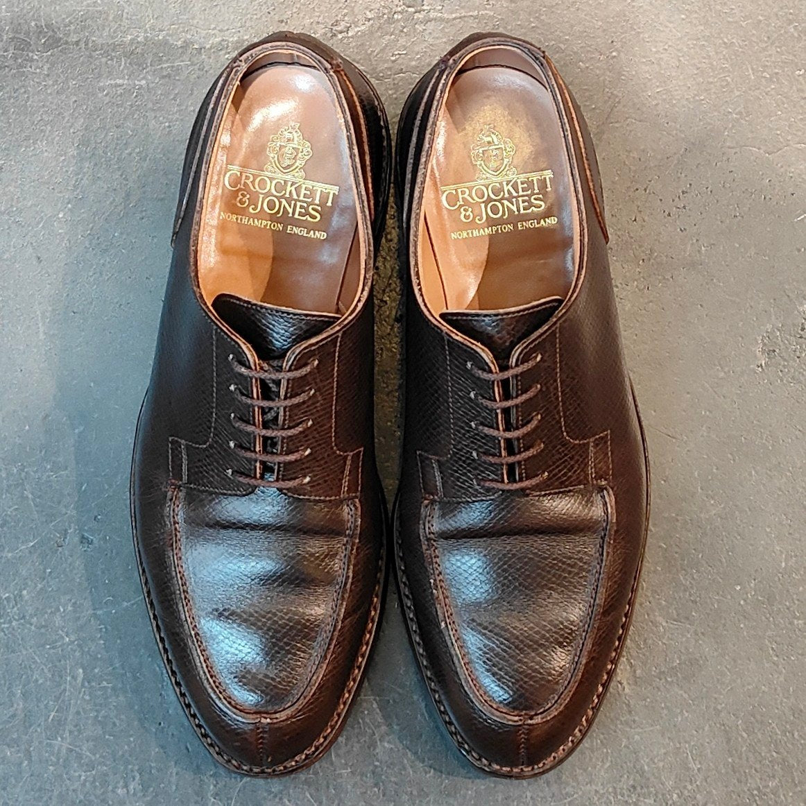美品 【CROCKETT&JONES】クロケット&ジョーンズ アストン Uチップ グレインレザー ブラウン サイズ UK8E 375ラスト 定価¥137,500-