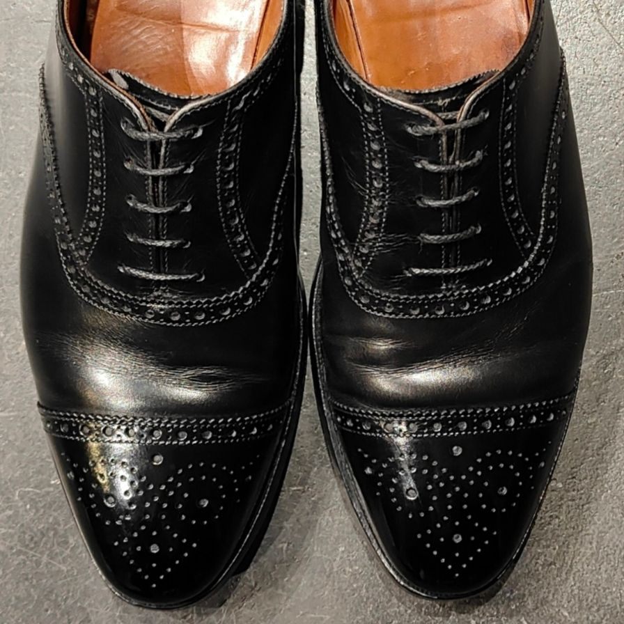 【CROCKETT&JONES】クロケット&ジョーンズ ウエストフィールド セミブローグ カーフ ブラック サイズ8E 341ラスト参考定価¥137,500-