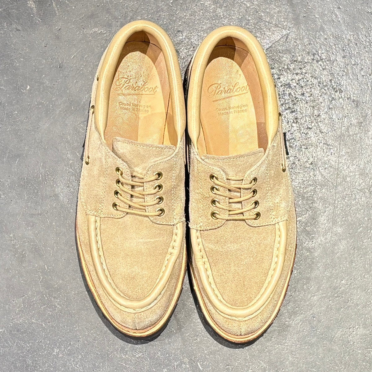 極美品【Paraboot】パラブーツ シメイ Uチップ スエード ベージュ サイズ UK6.5 参考定価¥101,200-