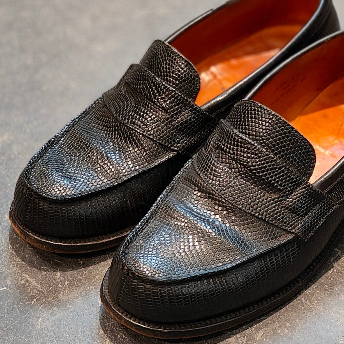 希少 【J.M.WESTON 】ジェイエムウエストン180 シグニチャーローファー リザード 旧旧旧ロゴ ブラック サイズUK5C 41ラスト 参考定価¥363,000-