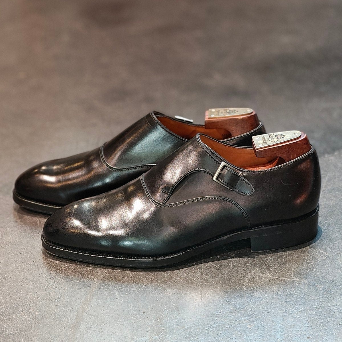 使用数回 【Berwick】バーウィック 5292 シングルモンク ブラック サイズUK5.5 参考定価¥39,600-
