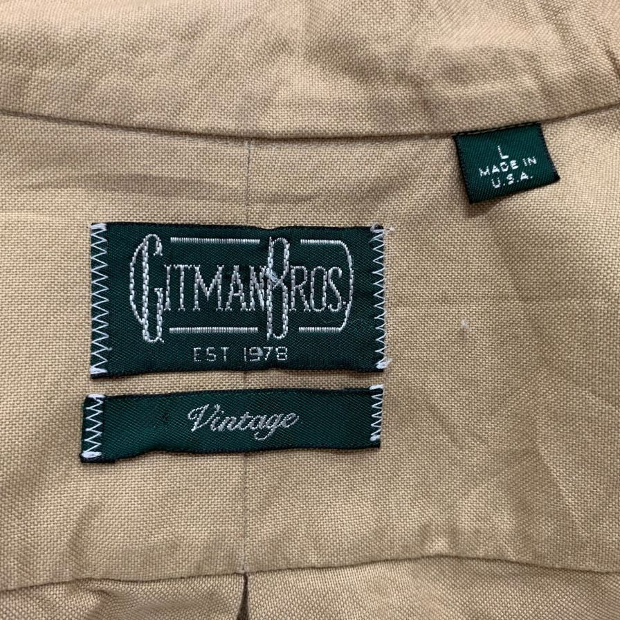 【GITMAN】ギットマン ヴィンテージ バンドカラーシャツ アメリカ製 コットン メンズ ベージュ サイズL