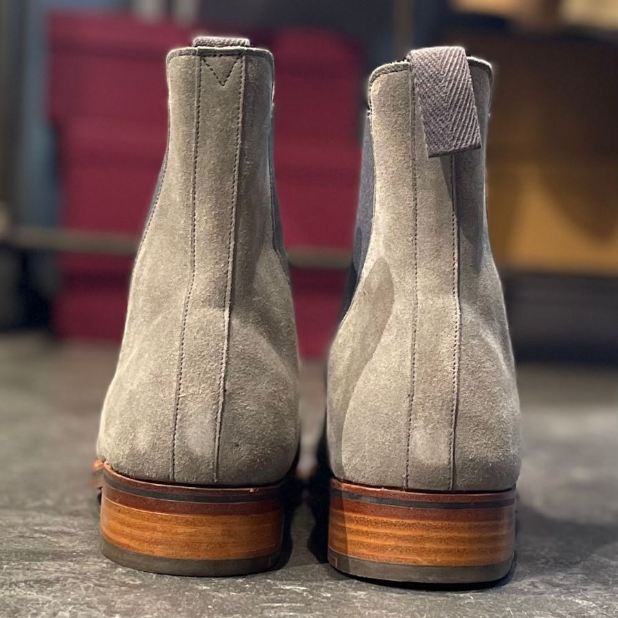 極美品【J.M.WESTON】ジェイエムウエストン 705 チェルシーブーツ スエード グレー サイズ 9D 39ラスト
