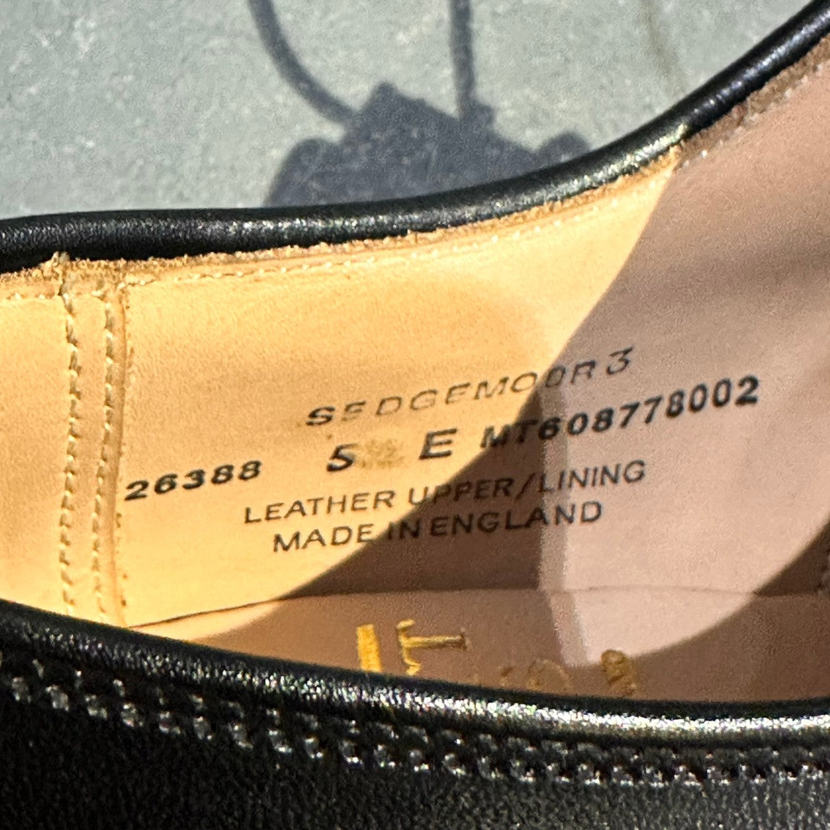 試着程度極美品【CROCKETT&JONES】クロケット&ジョーンズ セッジムーア3 プレーントゥ カーフ ブラック サイズUK5E 378ラスト