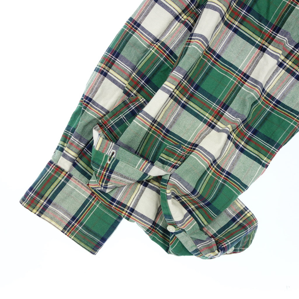 【POLO RALPHLAUREN】ポロラルフローレン CUSTOM FIT タータンチェックボタンダウンシャツ コットン100% グリーン サイズ L