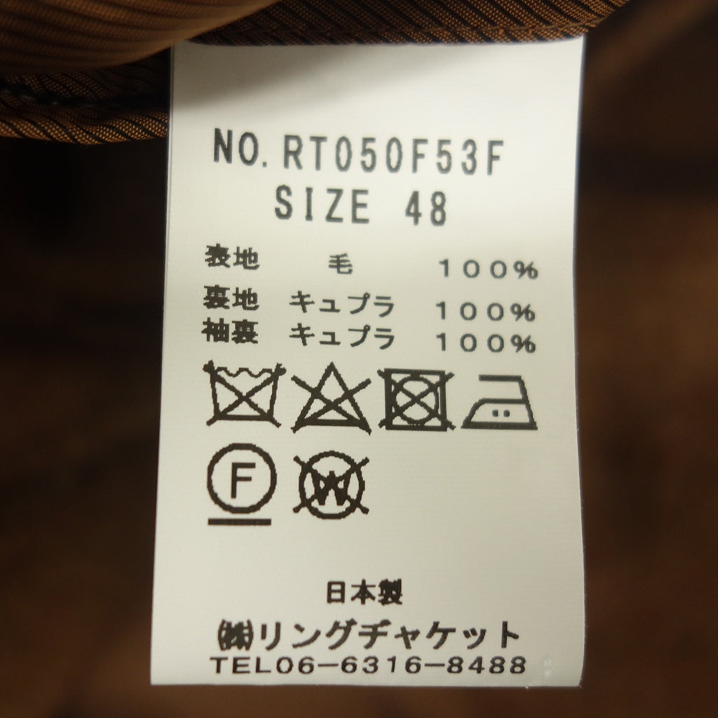 【RING JACKET】リングヂャケット ウィンドウペーンチェック 2Bジャケット ブラウン サイズ 48