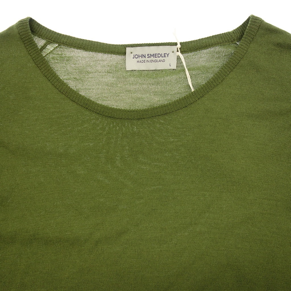 【JOHN SMEDLEY】ジョンスメドレー クルーネック ニット ウール 30G オリーブ サイズ L