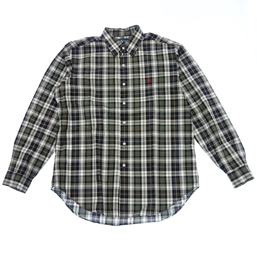 【POLO RALPHLAUREN】ポロラルフローレン CLASSIC FIT タータンチェックボタンダウンシャツ コットン100% ネイビー サイズ L