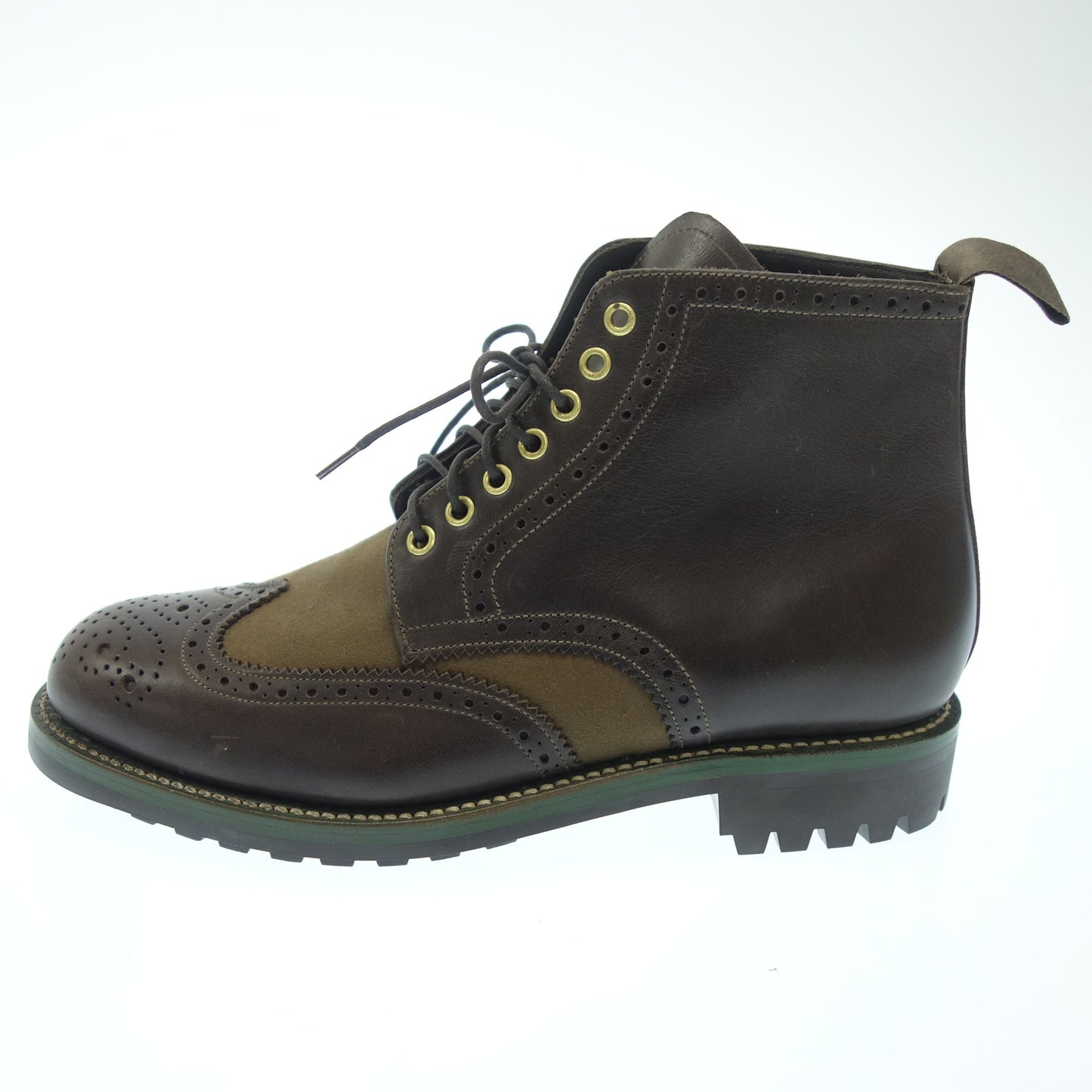 【GRENSON】グレンソン Barbour別注 ACKLAM カントリーブーツ カーフ キャンバス ブラウン カーキ サイズ UK6 ラスト