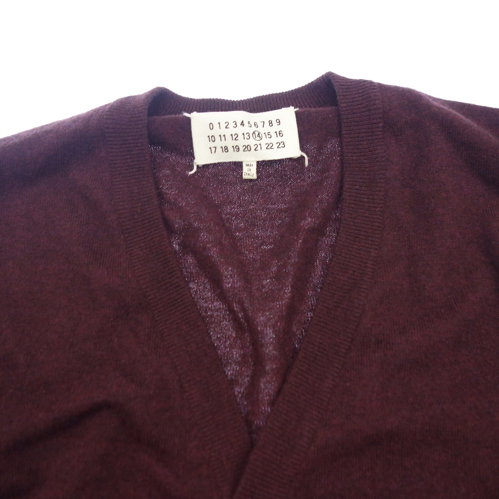 【MAISON MARGIELA】メゾン マルジェラ 14 エルボーパッチウールカーディガン ボルドー サイズ M
