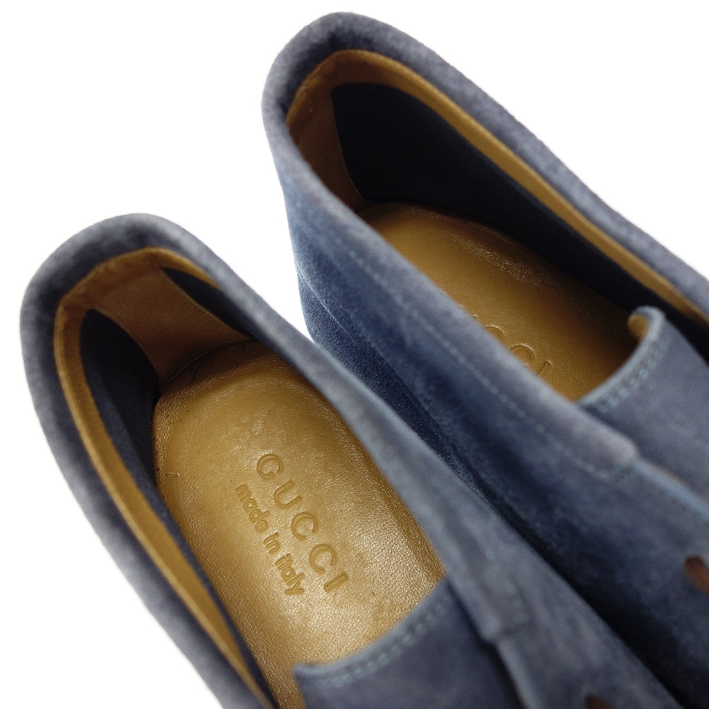 【GUCCI】グッチ 309045 スエード チャッカブーツ ブルー サイズ 6.5