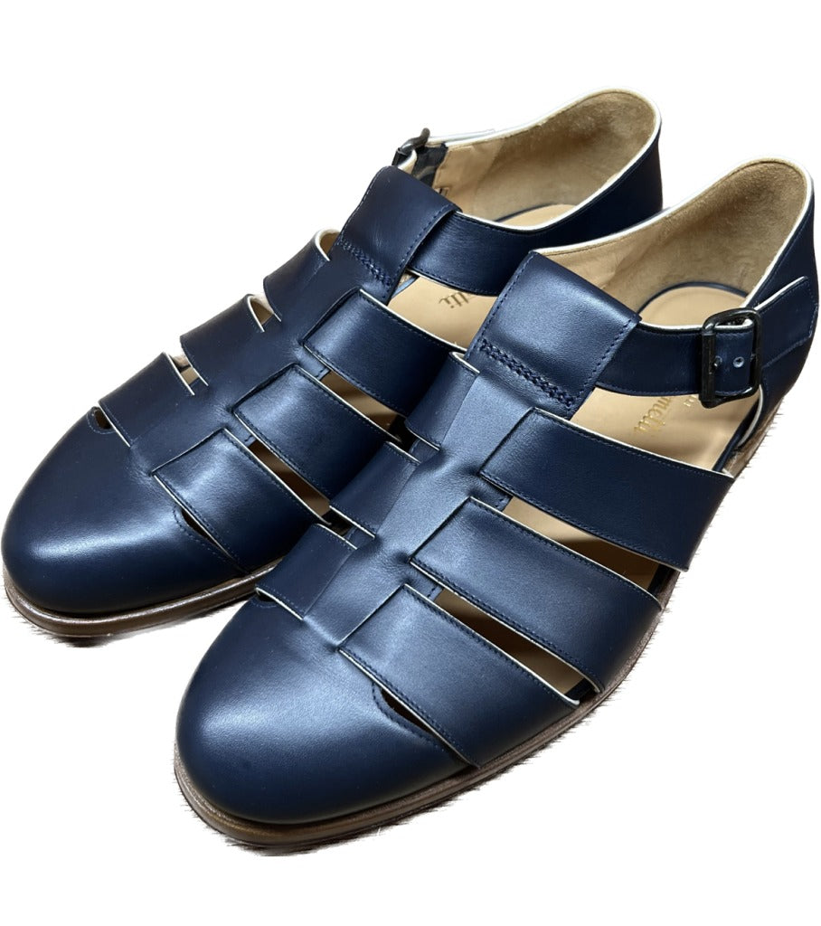 【F.lli Giocometti】フラテッリジャコメッティ FG166 グルカサンダル カーフ ネイビー サイズ 42 ラスト
