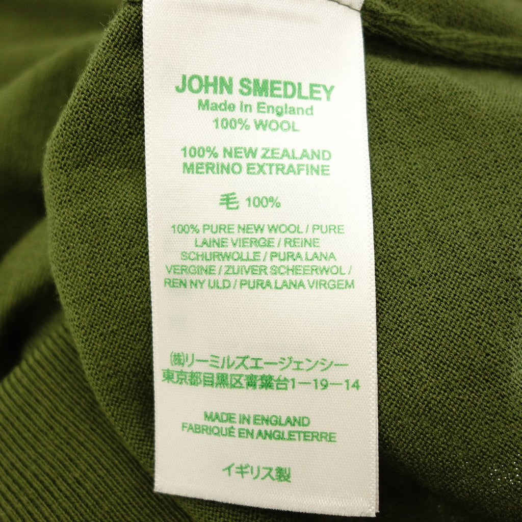 【JOHN SMEDLEY】ジョンスメドレー クルーネック ニット ウール 30G オリーブ サイズ L