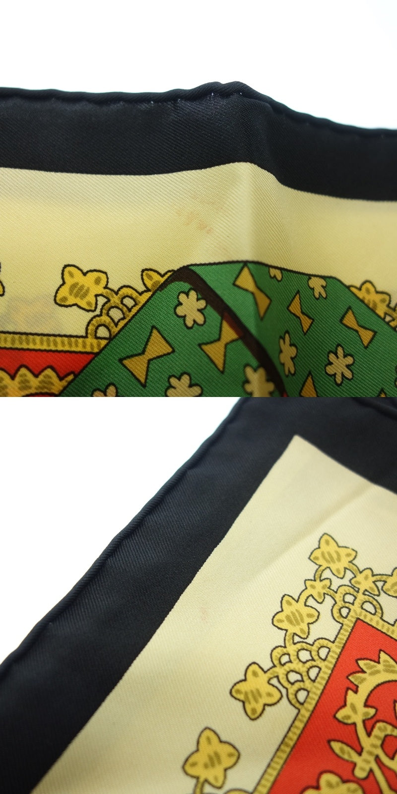 【HERMES】エルメス カレ90 Brins d'Or 金の若枝 スカーフ シルク100% ブラック