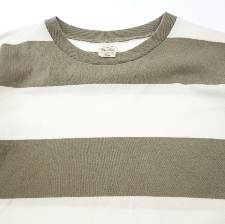 【WAREHOUSE】ウエアハウス Tシャツ 半袖 ボーダ ベージュ ホワイト サイズ L