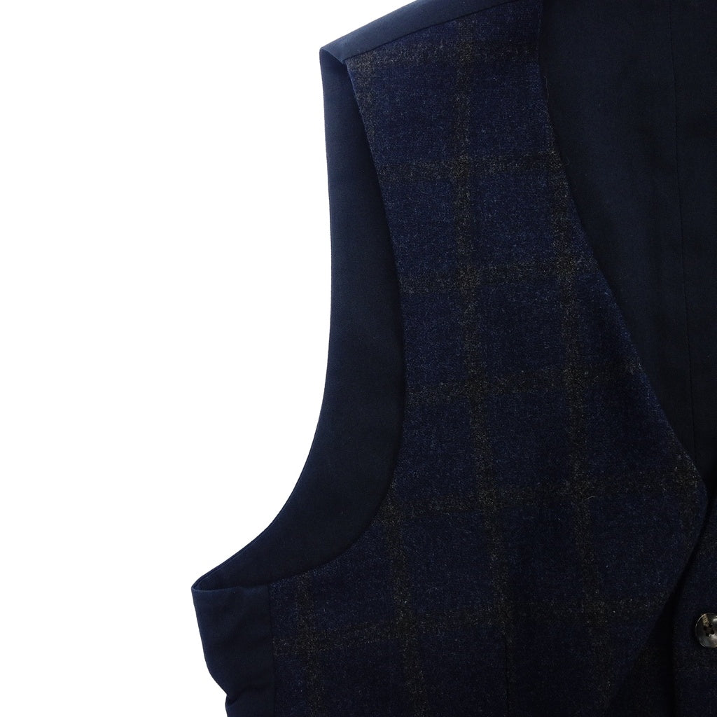 【LARDINI】ラルディーニ ウィンドウペーンチェックジレ ウール&コットン ネイビー サイズ 44