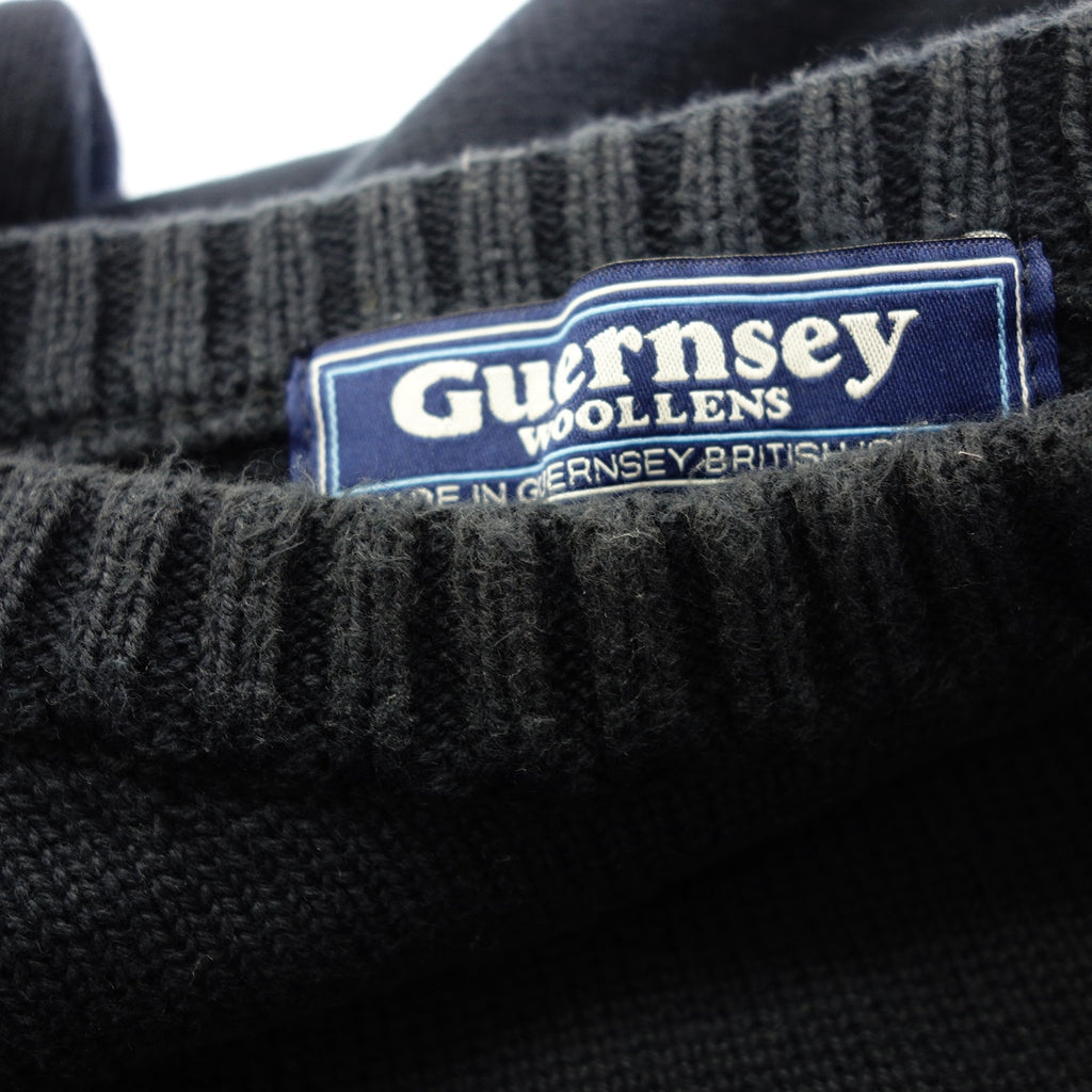 【GUERNSEY WOOLLENS】ガンジーウーレンズ フィッシャーマンセーター メンズ ネイビー サイズ36