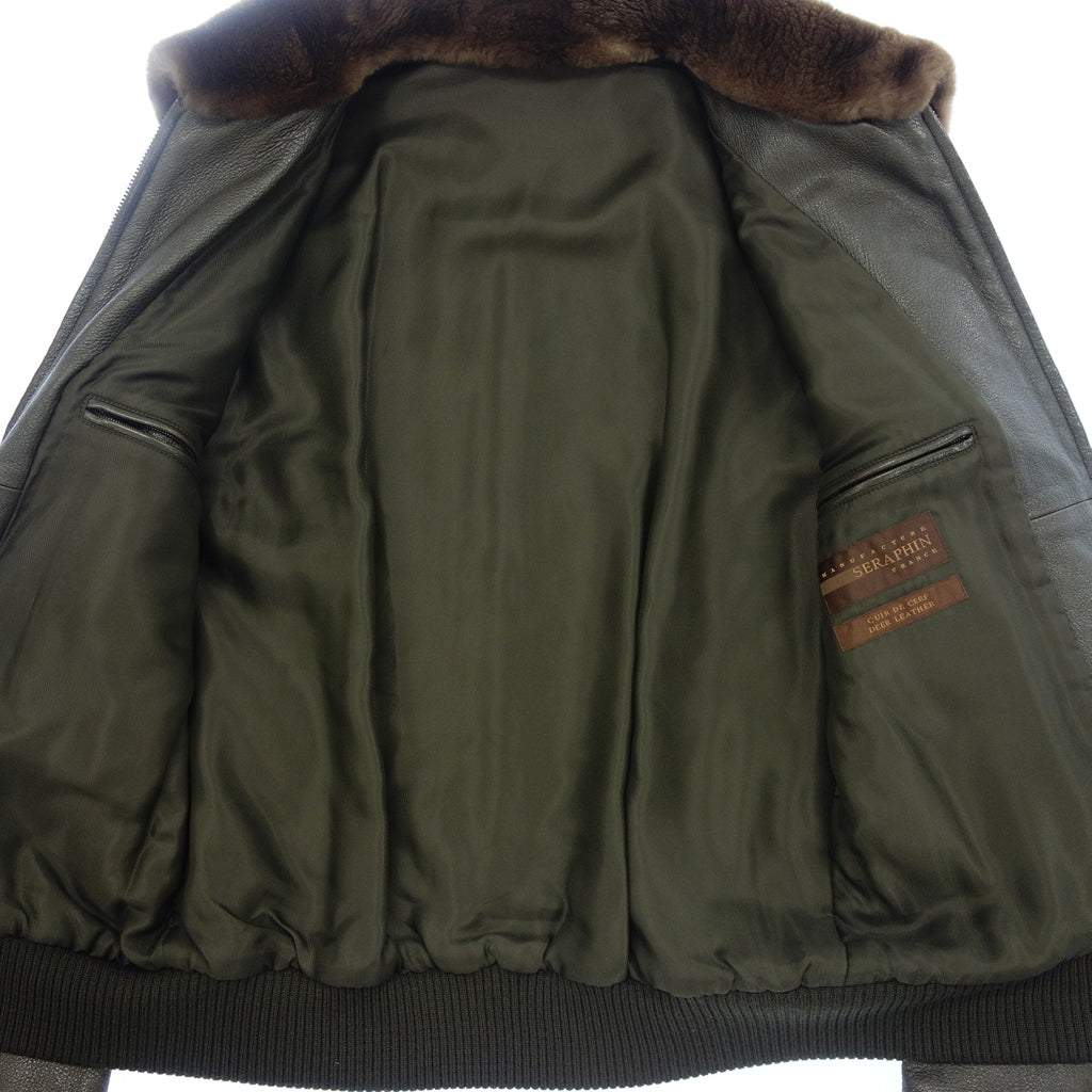 【SERAPHIN】セラファン ディアスキンブルゾン ”希少モデル” フライトジャケット オリーブ サイズ 48 DEER SKIN BLOUSON