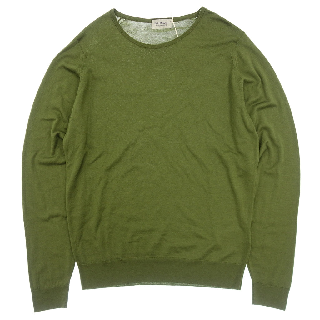 【JOHN SMEDLEY】ジョンスメドレー クルーネック ニット ウール 30G オリーブ サイズ L