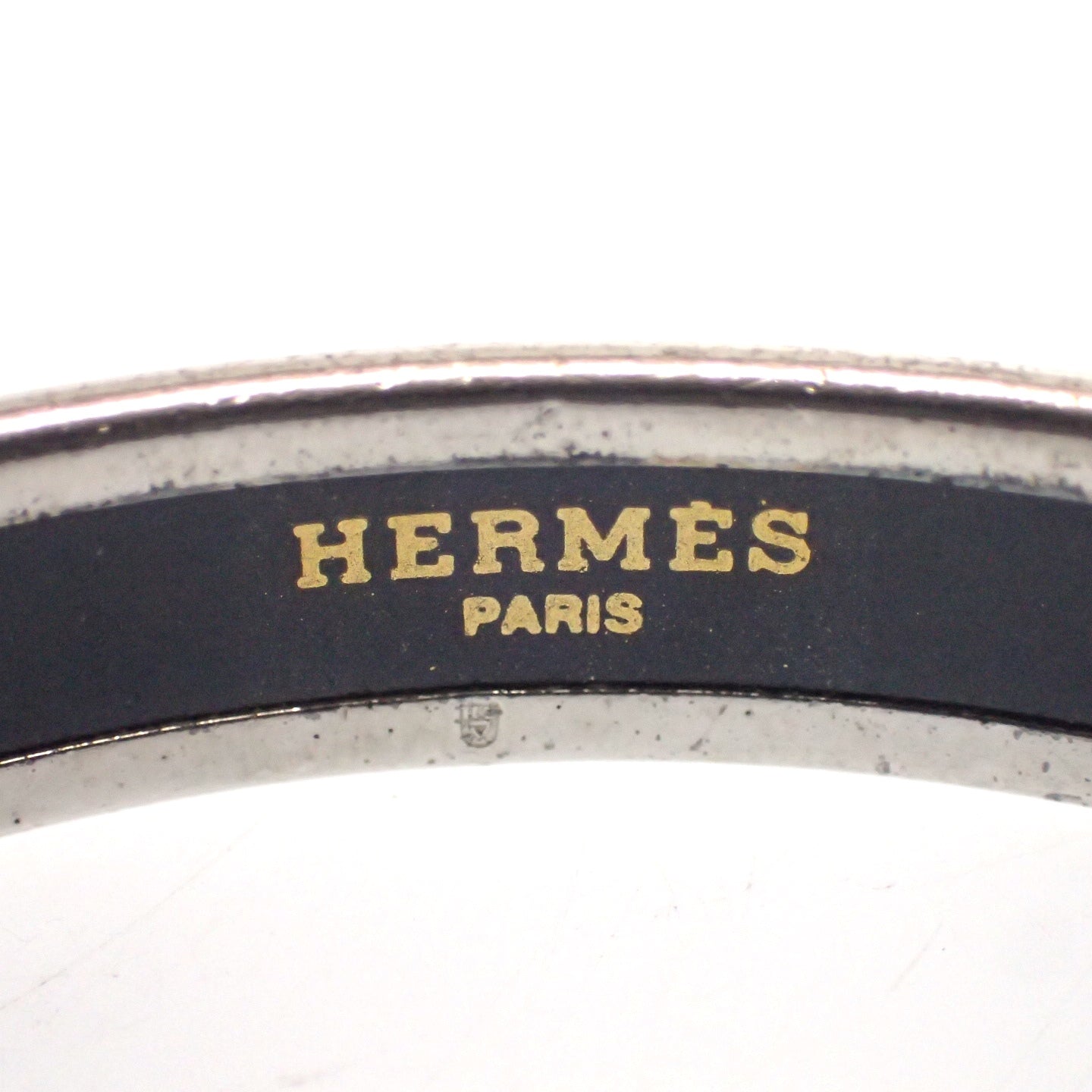 【HERMES】エルメス シェーヌダンクル バングル ブラック×シルバー